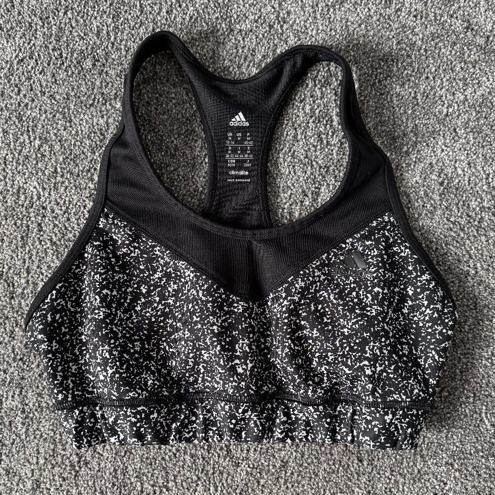Adidas Sports Bra Women's Climalite Techfit Bra Size M Black